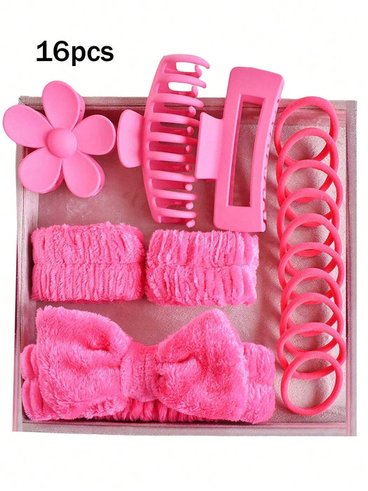 SHEIN OBOVAY Juego de 16 accesorios para el cabello de forro polar coral