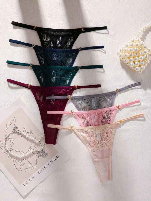 SHEIN Set de 7 piezas/paquete de ropa interior sin costuras, incluyendo tanga