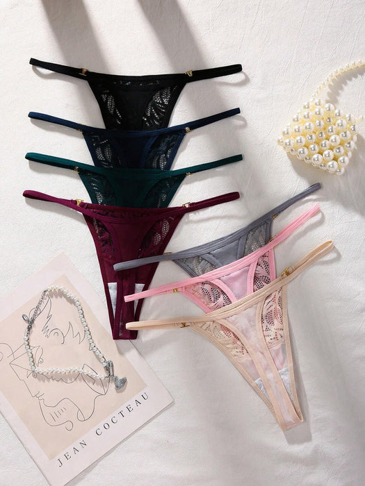 SHEIN Set de 7 piezas/paquete de ropa interior sin costuras, incluyendo tanga