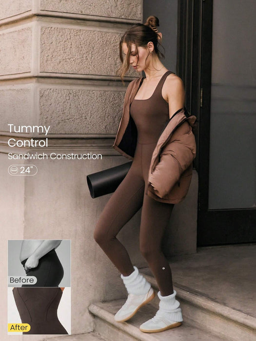 SHEIN GLOWMODE 25" Mono deportivo de gimnasio con control de barriga FeatherFit™, elegante para verano para mujer