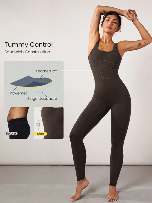 SHEIN GLOWMODE 25" Mono deportivo de gimnasio con control de barriga FeatherFit™, elegante para verano para mujer