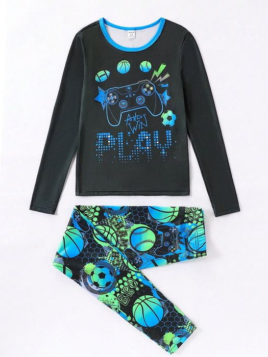 SHEIN Conjunto de ropa de estar por casa de punto con estampado de videojuegos