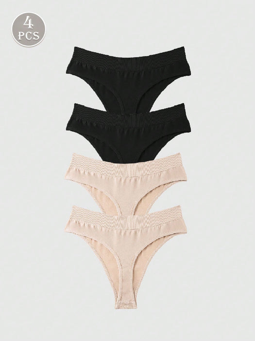 SHEIN 4 braguitas tanga sin costuras de talle alto, lencería femenina, bragas sexys