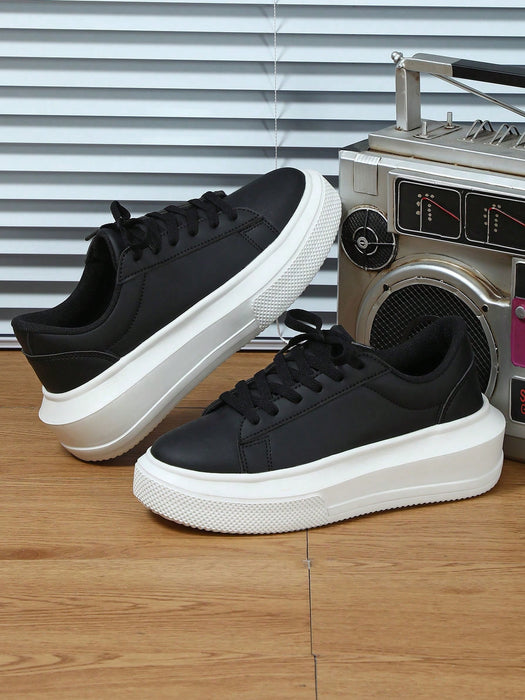 Shein Zapatillas deportivas negras clásicas, modernas y transpirables para hombre