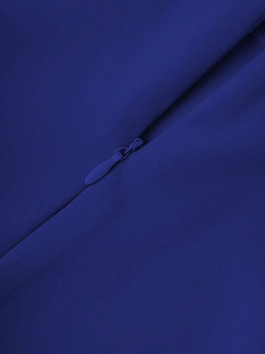 SHEIN Franclia Falda elegante azul de color liso con cinturón para mujer