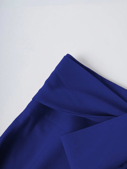 SHEIN Franclia Falda elegante azul de color liso con cinturón para mujer