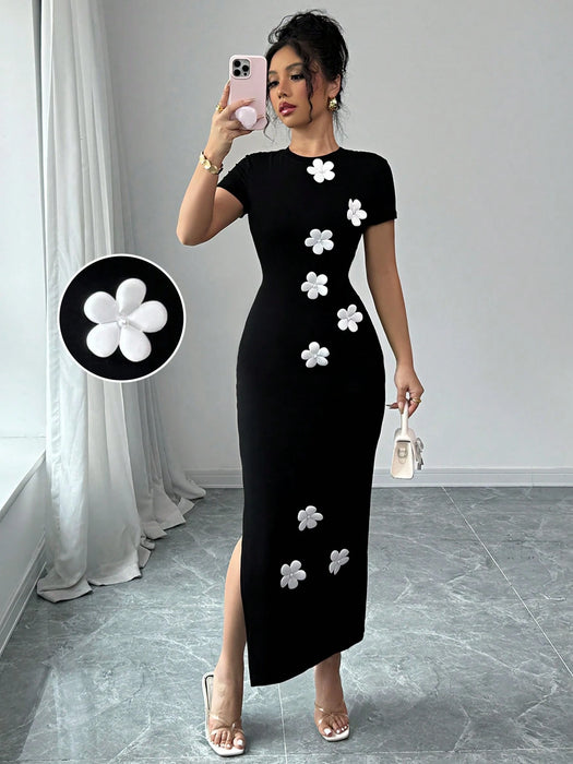 SHEIN Elenzga Vestido casual, elegante y sexy para mujeres con manga corta