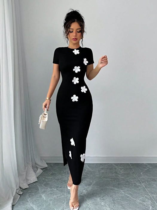 SHEIN Elenzga Vestido casual, elegante y sexy para mujeres con manga corta
