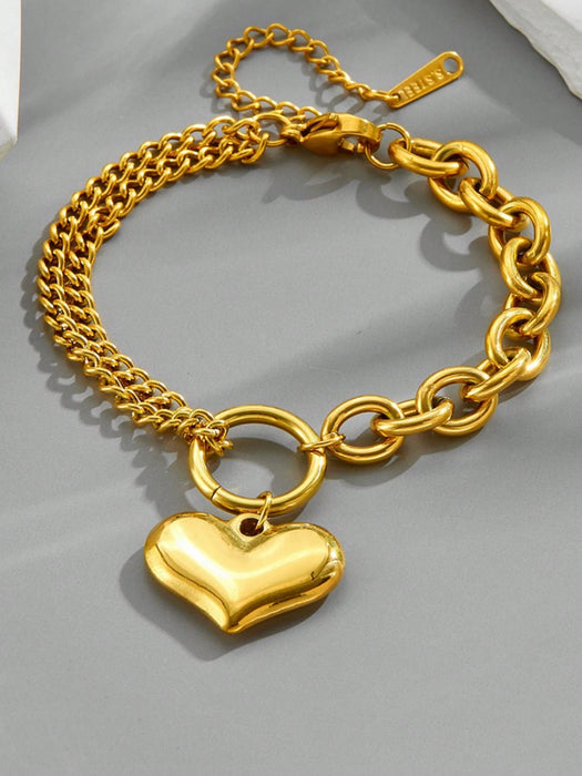 Shein MECYLIFE 1 pulsera de acero inoxidable con detalle de colgante de corazón para mujer