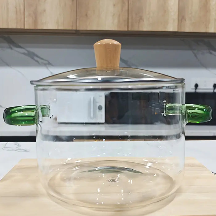 1 olla a baja temperatura de borosilicato resistente al calor con cubierta y doble asa