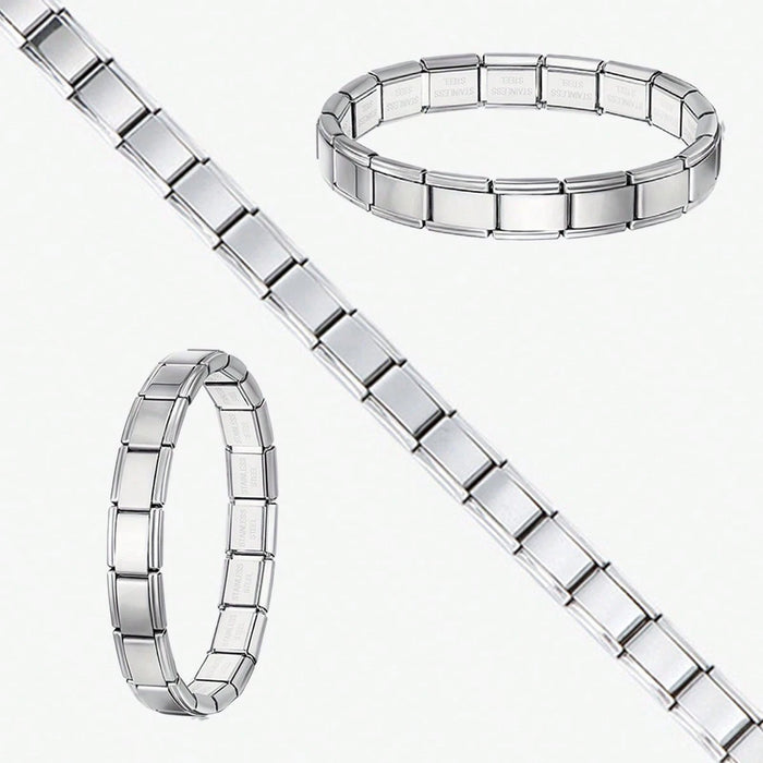 SHEIN Set de 18 piezas de encantos en módulo italiano en blanco para pulsera de acero inoxidable