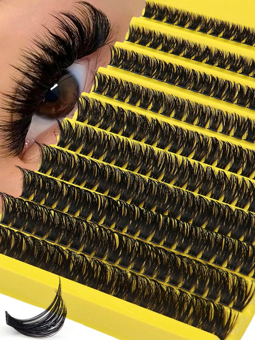 Shein 200 piezas de pestañas postizas con rizo en D de 8-16 mm, pestañas individuales esponjosas y gruesas