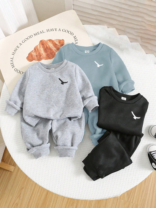 Shein Set de 3 piezas de sudadera con capucha y pantalones jogger de ajuste holgado para niño