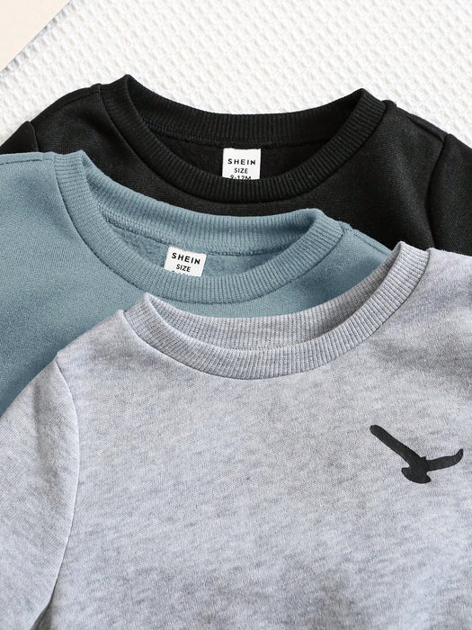 Shein Set de 3 piezas de sudadera con capucha y pantalones jogger de ajuste holgado para niño