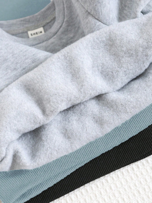 Shein Set de 3 piezas de sudadera con capucha y pantalones jogger de ajuste holgado para niño