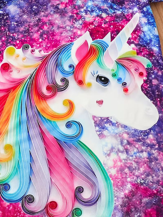 Vestido de Verano para Niñas con Estampado de Unicornio Tie-Dye