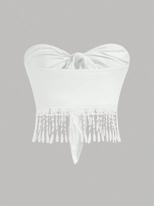 Shein Firerie Top de tubo de punto liso con gancho y lazo
