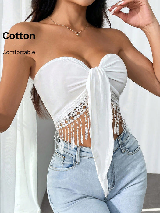 Shein Firerie Top de tubo de punto liso con gancho y lazo