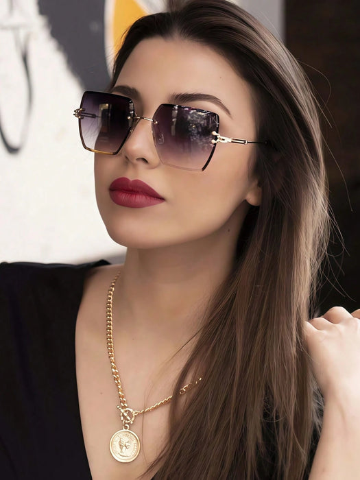 Gafa decorativa de moda con bordes fotogénicos y sin marco cuadrado
