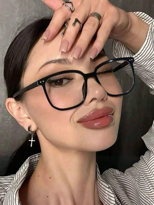 1 pieza Gafas de moda de plástico negro cuadradas para mujer