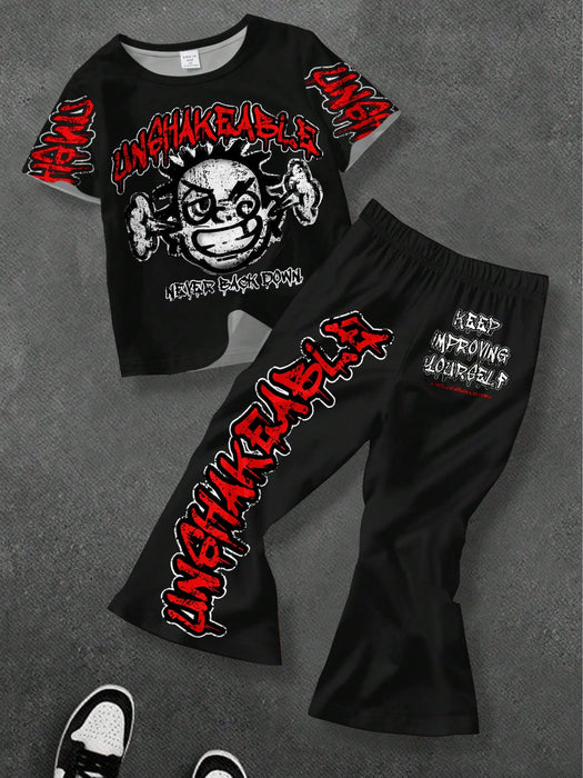 SHEIN Leap Crew Conjunto de 2 piezas de camiseta de manga corta y pantalones