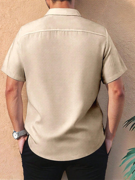 Shein  Manfinity Homme Camisa casual elegante de manga corta con estampado gráfico y un solo botón para hombre