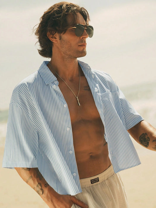 SHEIN HIMLAND Camisa de hombre con cuello de campamento a cuadros
