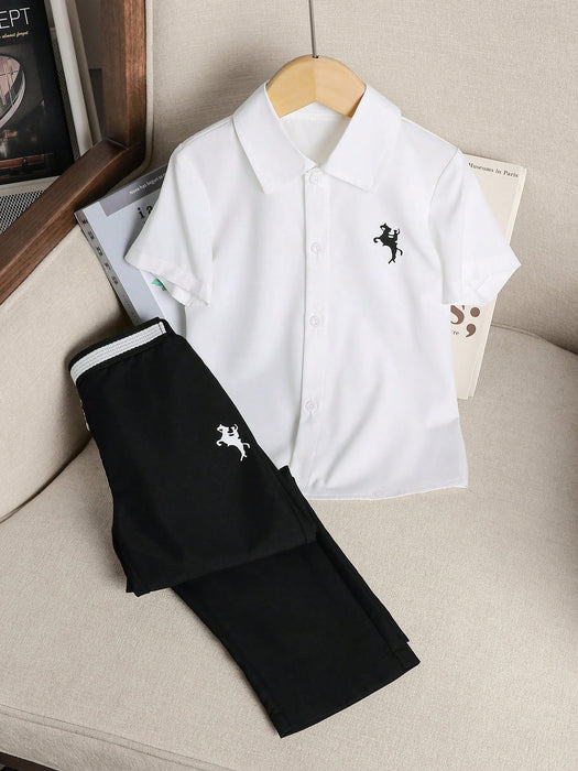 Shein Conjunto de 2 piezas para niño de Camisa y pantalón estampados