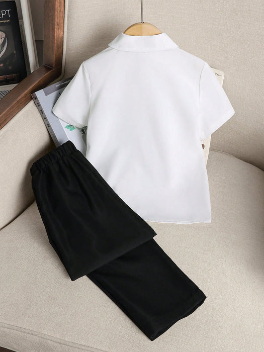 Shein Conjunto de 2 piezas para niño de Camisa y pantalón estampados