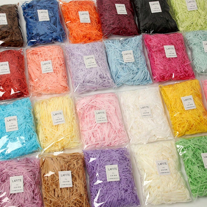 Shein 1 paquete de 20 g de pulpa de papel de rafia triturada multicolor para rellenar cajas de regalo