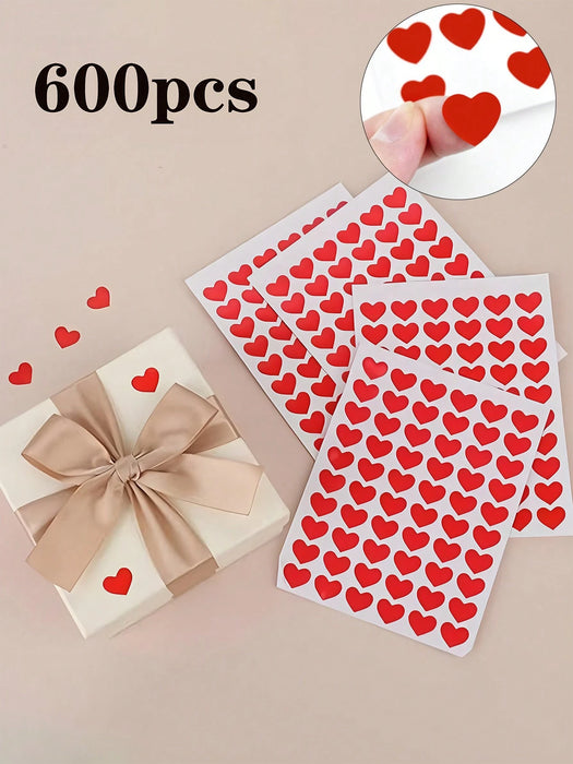 Shein 600 unidades de pegatinas de corazón rojas pequeñas y brillantes