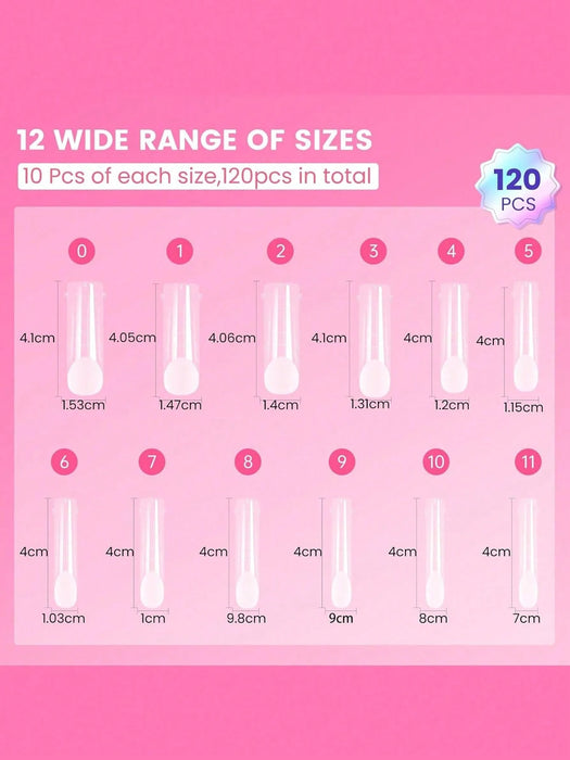 Shein 60 piezas Moldes de uñas de pies de poligel reutilizables, formas cuadradas largas para presionar en los dedos