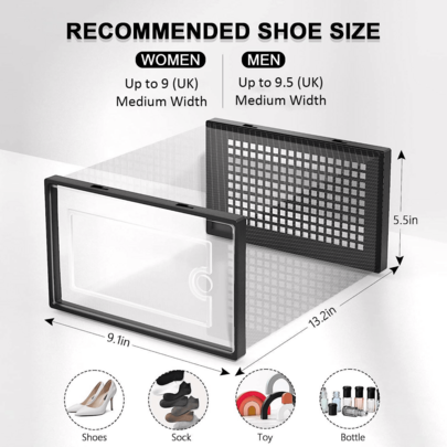 1pcs caja expositora de zapato de plástico transparente con tapa