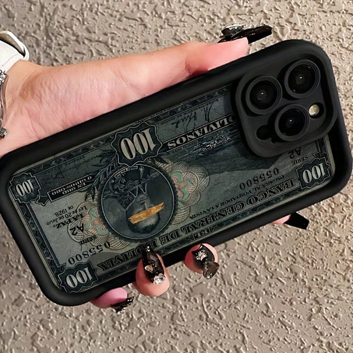 1 funda para teléfono móvil con diseño de patrón de billete, protección contra caídas, para iPhone 14 Pro