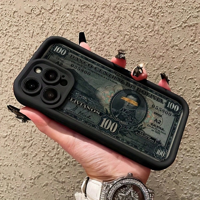 1 funda para teléfono móvil con diseño de patrón de billete, protección contra caídas, para iPhone 14 Pro