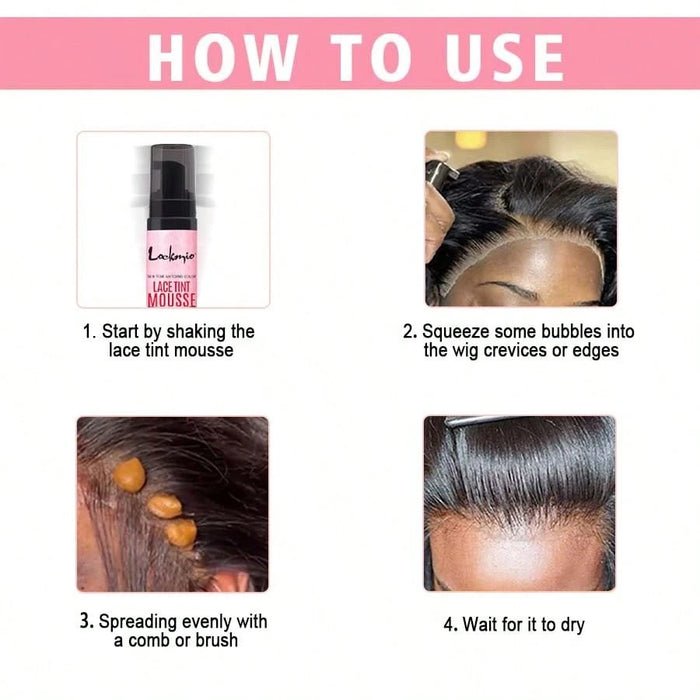 SHEIN LOCKMIO Mousse colorante marrón medio para pelucas y postizos, 96 ml (3.4 fl oz), a prueba de agua