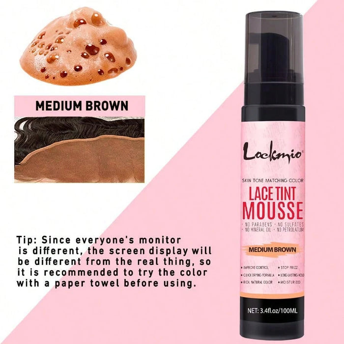 SHEIN LOCKMIO Mousse colorante marrón medio para pelucas y postizos, 96 ml (3.4 fl oz), a prueba de agua