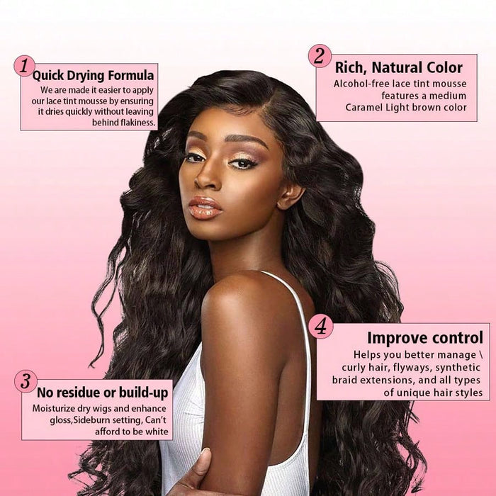 SHEIN LOCKMIO Mousse colorante marrón medio para pelucas y postizos, 96 ml (3.4 fl oz), a prueba de agua