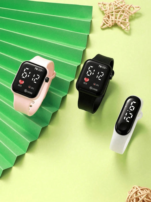 SHEIN Conjunto De 3 Relojes Electrónicos Resistentes Al Agua