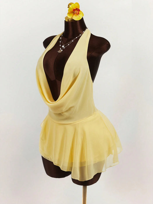 Shein Vestido corto Amplova con escote pronunciado, cuello fruncido y espalda descubierta