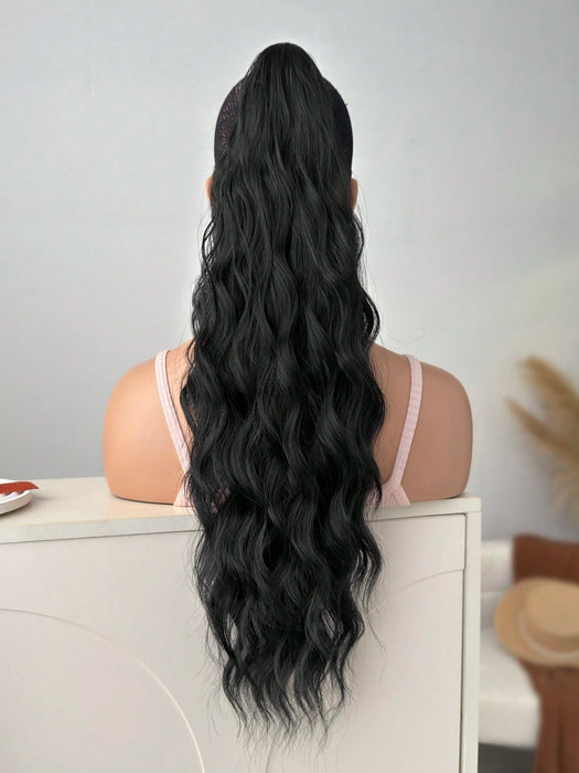 SHEIN Extensión de cabello sintético ondulado negro de 18 INCH