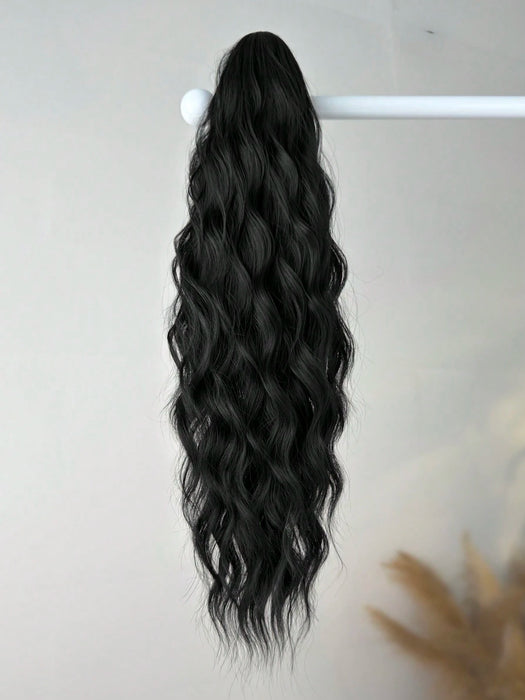 SHEIN Extensión de cabello sintético ondulado negro de 18 INCH