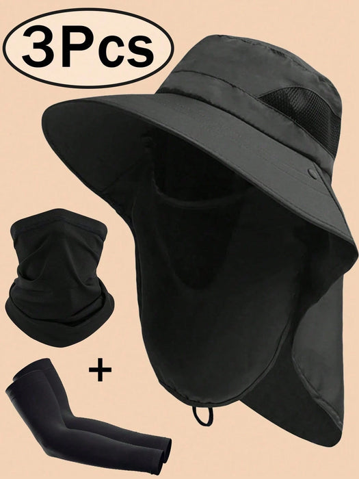 Shein Set de 3 sombreros de pesca para hombres y mujeres, sombrero de verano de moda con protección solar para exteriores