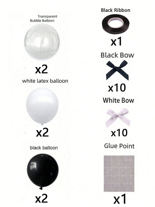 SHEIN 28 globos con lazo blanco y negro. Incluye globos de burbujas transparentes