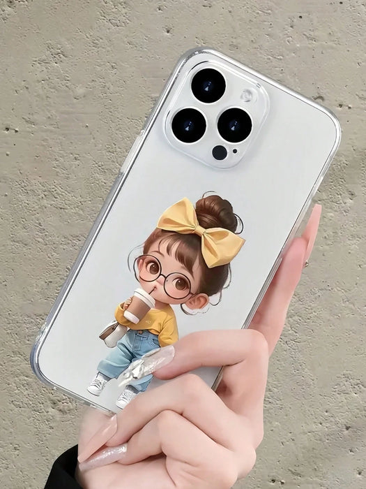 Shein Funda transparente de TPU con estampado de una linda niña para iphone 13 pro max