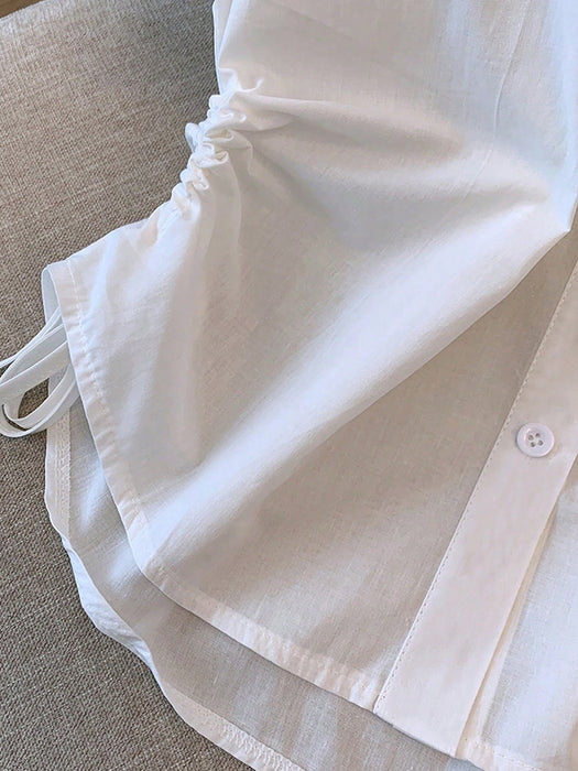 SHEIN INAWLY Camisa de manga corta con estampado de caballero y cierre de un solo botón para mujer