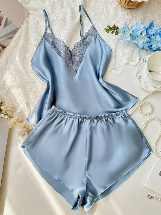 SHEIN SilkySpell 2 piezas Conjunto de camiseta de tirantes con escote en V