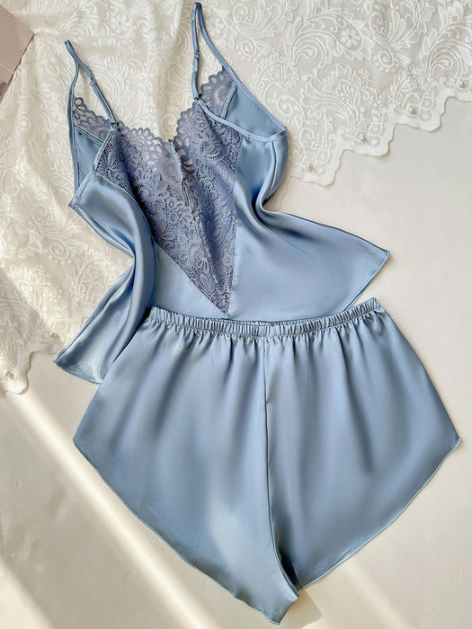 SHEIN SilkySpell 2 piezas Conjunto de camiseta de tirantes con escote en V