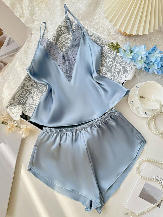 SHEIN SilkySpell 2 piezas Conjunto de camiseta de tirantes con escote en V