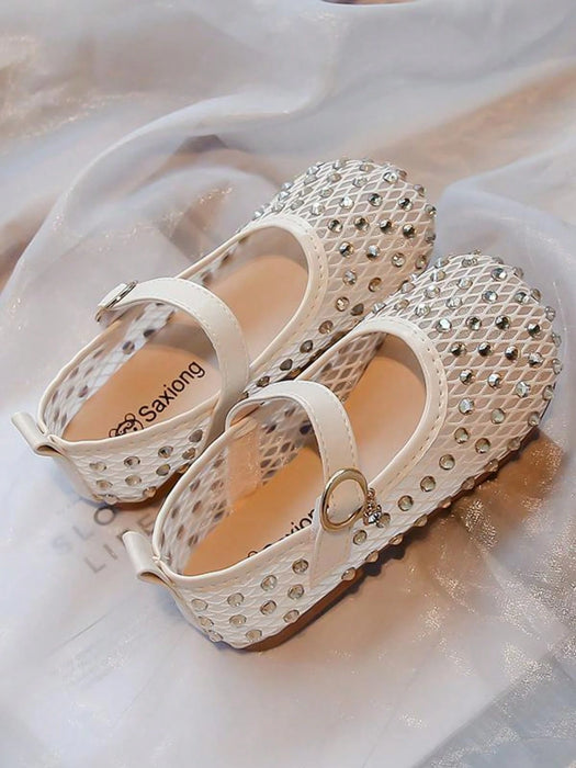 Zapatos de Princesa para Niña, con Parte Superior de Malla de Strass y Hebilla